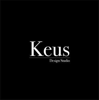 Keus Design Studio logo in white serif lettering on black.