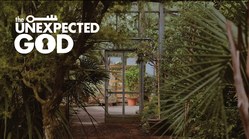 Unexpected God sermon graphic over a garden pathway photo.